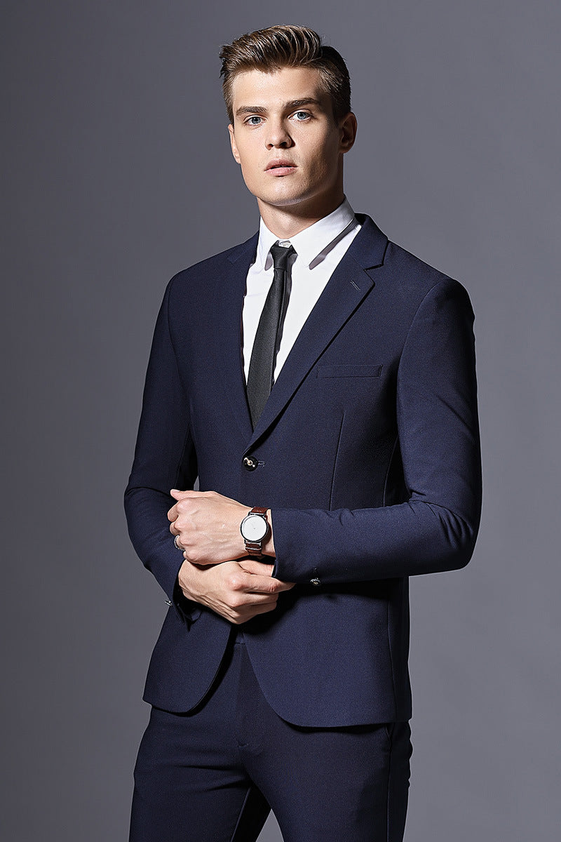 Fashion City Men's Slim Fit Suit with Button Decoration