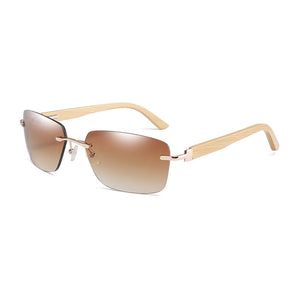 Square Frameless Sunglasses with Bamboo Foot Design