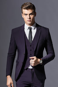 Fashion City Men's Slim Fit Suit with Button Decoration