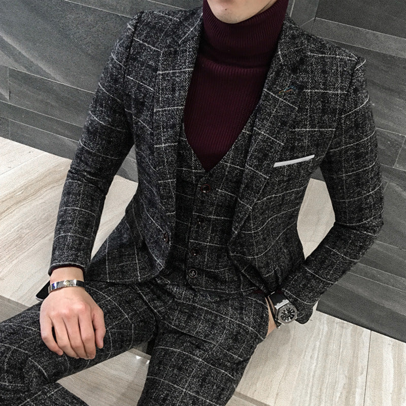 Stylish Slim Fit Plaid Suits for Men