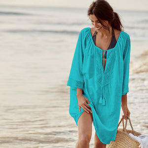 Lace Beach Top with Knee-Length Coverage