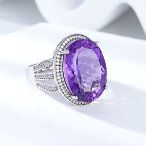 Luxury Elegance: Natural Amethyst Gemstone Ring in S925 Silver