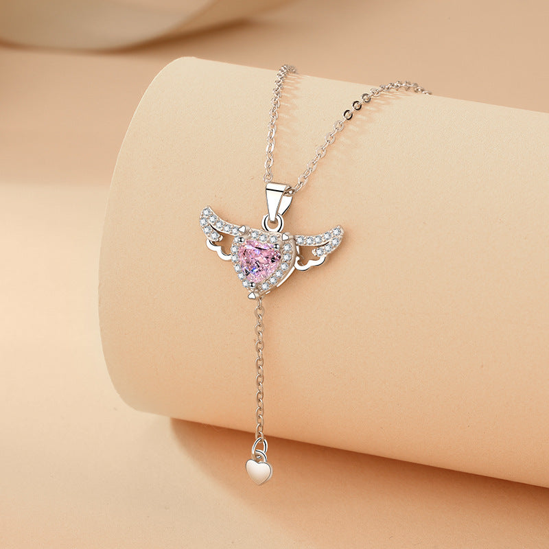 Heart Angel Wings Tassel Necklace