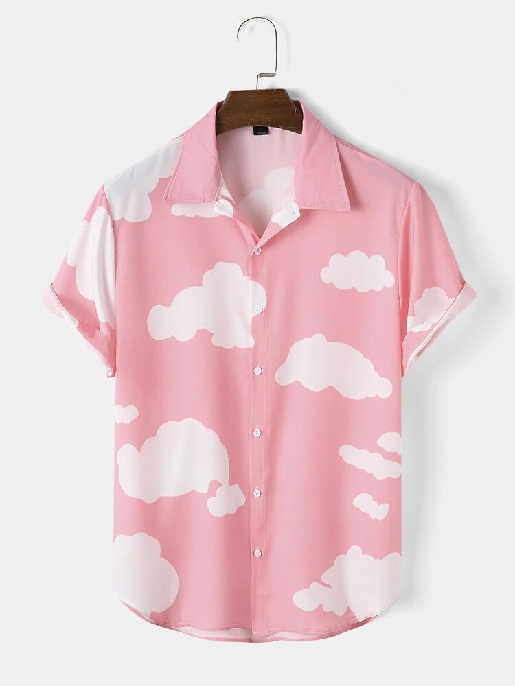 Style: Men's Casual Multi-Cloud Short-Sleeved Shirt