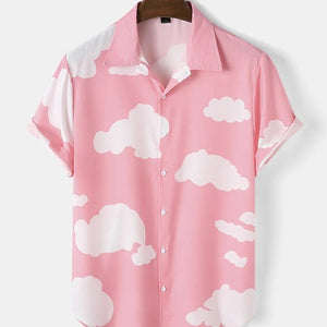 Style: Men's Casual Multi-Cloud Short-Sleeved Shirt
