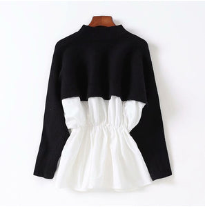 Patchwork O-Neck Long Sleeve Sweater