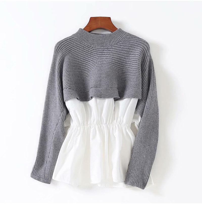 Patchwork O-Neck Long Sleeve Sweater